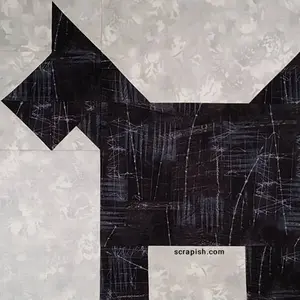 The Scottie dog quilt block is a traditional block with modern appeal. Make a 12 inch block and see what it would look like in an easy quilt pattern!