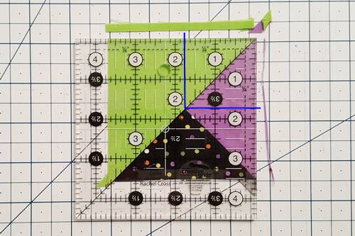 Step 6 3 patch quarter square triangles: How To Square Up quarter square triangles.