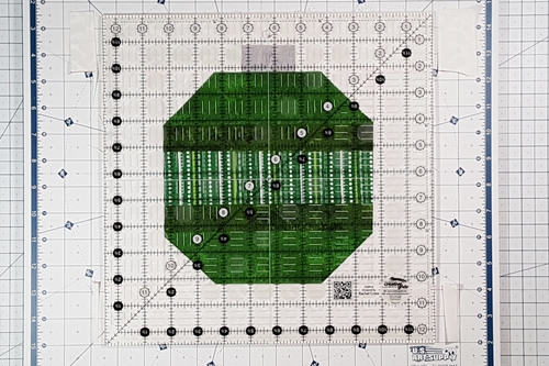 Step 10 Christmas Ornament Quilt Block Pattern: Trim the block to size.
