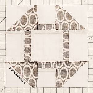 backside of churn dash quilt block pattern