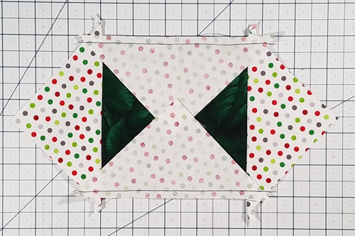 Step 5 Corner Triangles for Setting Blocks on Point: Repeat Step 4 on the last two sides of the square (or block). Step 5 Corner Triangles for Setting Blocks on Point: Repeat Step 4 on the last two sides of the square (or block).