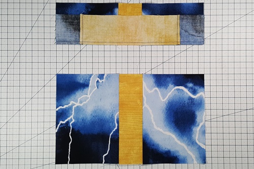 Step 3 Cross Quilt Block Pattern: stitch Row 2 to Row 1. Step 3 Cross Quilt Block Pattern: stitch Row 2 to Row 1.