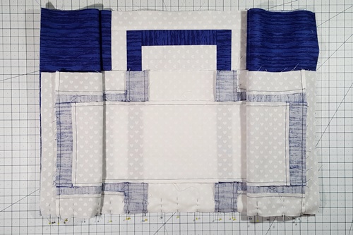 Step 9a Cross Quilt Pattern: stitch the cross quilt sections together.