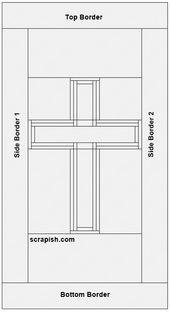 Cross quilt pattern assembly diagram.
