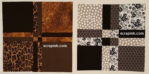 Disappearing 4 Patch Quilt Block Cutting Line Width Comparison