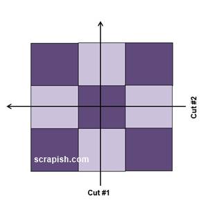 Disappearing Nine Patch Quilt Block Step 3