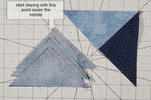 Double Friendship Star Quilt Block Tutorial Step 5: with Fabric B on top stitch each QST pair together along the right edge using a 1/4 inch seam. Double Friendship Star Quilt Block Tutorial Step 5: with Fabric B on top stitch each QST pair together along the right edge using a 1/4 inch seam.