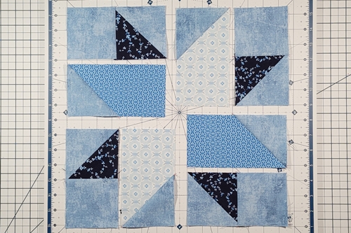 Double Friendship Star Quilt Block Tutorial Step 11: stitch the units of row one together. Stitch the units of row two together. Stitch the units of row three together. Press the seams.