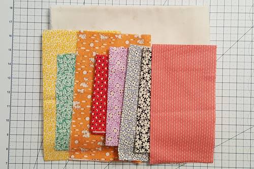 Eight Point Star Quilt Block: fabrics used.