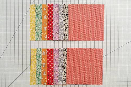Step 1 Eight Point Star Quilt Block: From each fabric to be used for the star points cut 2 (4 1/4 inch) squares.