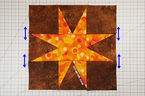 Step 9 Eight Pointed Star Quilt Stitch Rows to Each Other. Press the seams between the rows open.