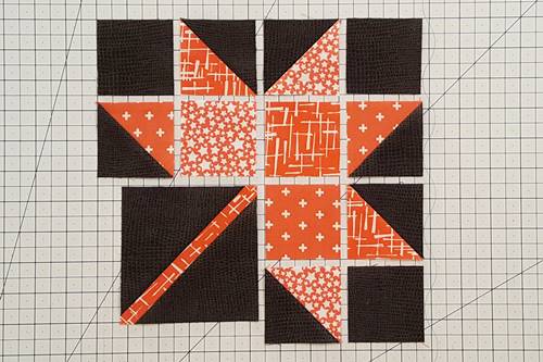 Step 4 Fall Leaf Quilt Block: layout block units.