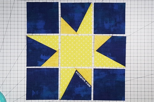 Step 4 Galaxy Star Quilt Block Variation Pattern: Layout the quilt block in a 3 x 3 grid pattern. Step 4 Galaxy Star Quilt Block Variation Pattern: Layout the quilt block in a 3 x 3 grid pattern.
