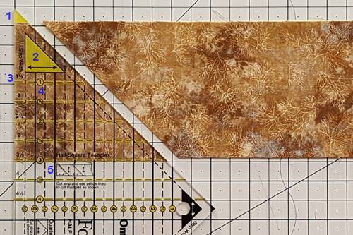 Picture of half square triangle ruler Style 2 Aligns with Fabric Picture of half square triangle ruler Style 2 Aligns with Fabric