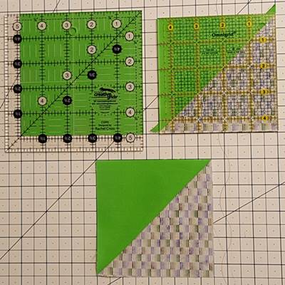 making half square triangles using 7/8 inch rule