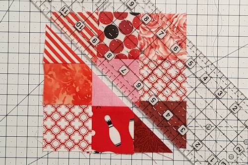 Step 5a Heart Quilt Block Pattern: Cut Off Bottom Half of square 3. Step 5a Heart Quilt Block Pattern: Cut Off Bottom Half of square 3.