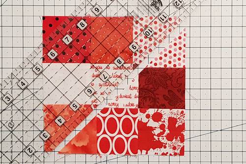 Step 5b Heart Quilt Block Pattern: Cut Off Bottom Half of square 4. Step 5b Heart Quilt Block Pattern: Cut Off Bottom Half of square 4.