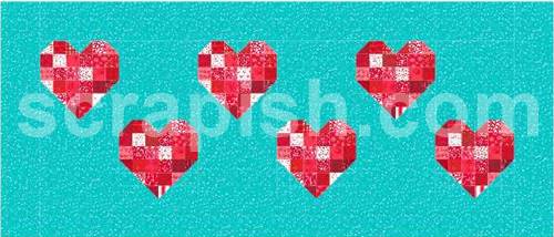 heart quilt block pattern in a bed runner Picture of the heart quilt block pattern in a bed runner.