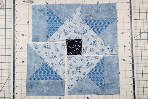 Hope of Hartford Quilt Block Step 10: 
Stitch unit C/D to unit A/B/I.