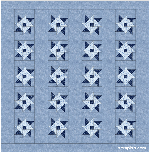 Picture of a queen size Hope of Hartford quilt pattern layout using the Hope of Hartford star quilt block.