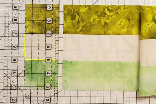 Step 3a Irish Chain Quilt Block: Subcut block units.