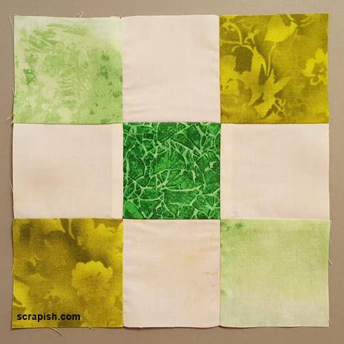 Step 3a Irish Chain Quilt Pattern: Make 98 Irish chain quilt blocks. Step 3a Irish Chain Quilt Pattern: Make 98 Irish chain quilt blocks.