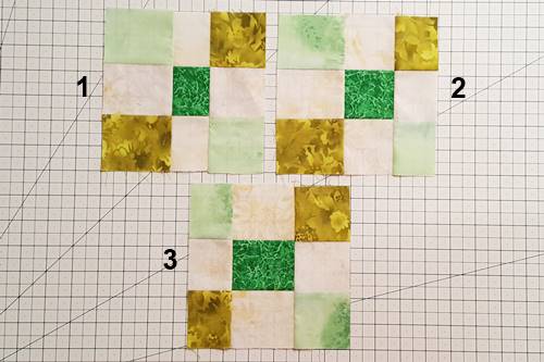 Modern Irish Chain Quilt Blocks assembled.