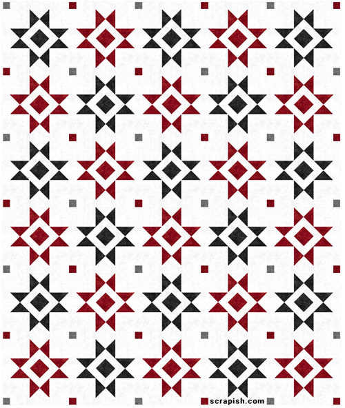 Picture of an Ohio star variation block quilt pattern Ohio star variation block quilt pattern