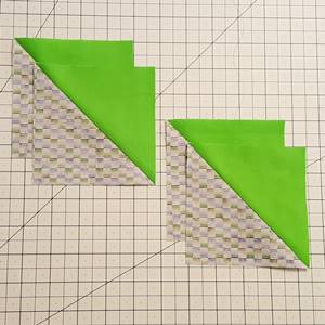 Step 1 Pinwheel Quilt Block Pattern: Make 4 half square triangles. Step 1 Pinwheel Quilt Block Pattern: Make 4 half square triangles.