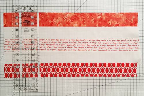 Step 4 Postage Stamp Quilt: Subcut 8 (2 1/2 x 10 1/2 inch) units from Strip Sets A and B. Method 1: get a straight edge and make subcuts one by one using a straight edge quilting ruler. Step 4 Postage Stamp Quilt: Subcut 8 (2 1/2 x 10 1/2 inch) units from Strip Sets A and B. Method 1: get a straight edge and make subcuts one by one using a straight edge quilting ruler.
