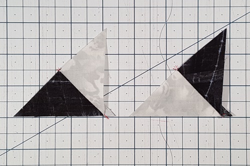 How To Use A Quarter Square Triangle Ruler: As you can see in each set of these quarter square triangle the position of each color fabric is different. How To Use A Quarter Square Triangle Ruler: As you can see in each set of these quarter square triangle the position of each color fabric is different.