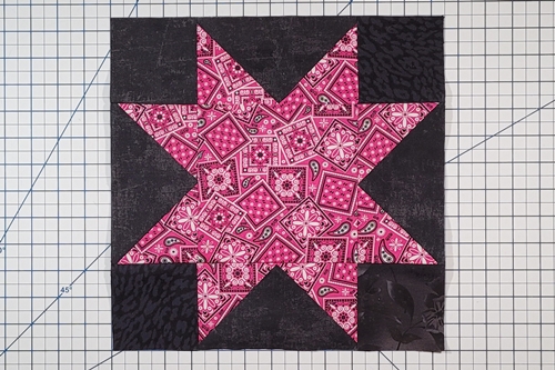 Step 5 Sawtooth Star Quilt Block: Press the seams toward Row 2.
