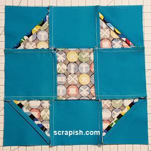 backside of shoo fly quilt block pattern Step 9