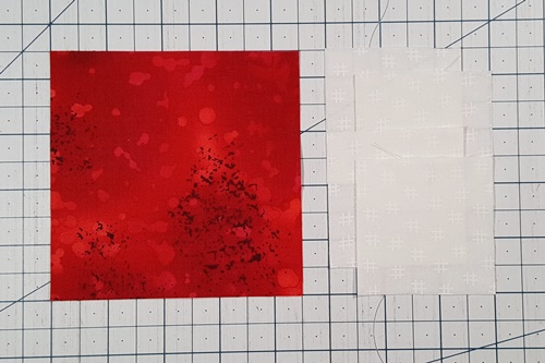 Step 1 Square in a Square: Cut one large square from Fabric A (center square). Cut 4 small squares from Fabric B (background). Step 1 Square in a Square: Cut one large square from Fabric A (center square). Cut 4 small squares from Fabric B (background).