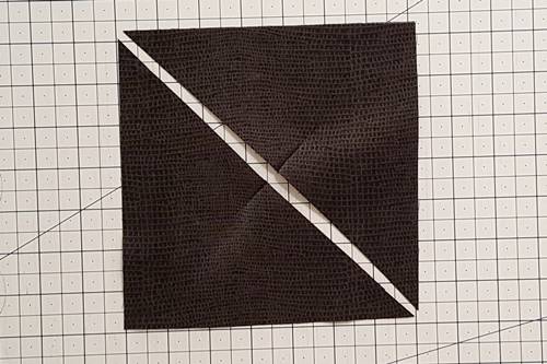 Step 4 Stem for Leaf Quilt Blocks: Flip the triangles right side up. Step 4 Stem for Leaf Quilt Blocks: Flip the triangles right side up.