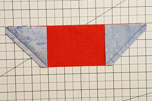 Step 5b stitch and flip: cut/clip the second corner. Step 5b stitch and flip: cut/clip the second corner.