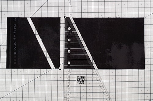 Step 8 Triangle in a Square: Rotate the Recs ruler 180 degrees, align and cut. Step 8 Triangle in a Square: Rotate the Recs ruler 180 degrees, align and cut.