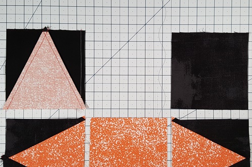 Step 4 Triangle in a Square Star: stitch together units of Row 1. Step 4 Triangle in a Square Star: stitch together units of Row 1.