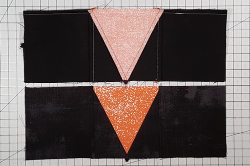 Step 9 Triangle in a Square Star: stitch Row 1 to Row 2. Step 9 Triangle in a Square Star: stitch Row 1 to Row 2.