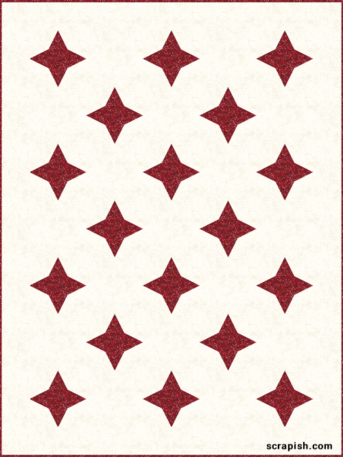 Picture of a triangle in a square star (a variation of the Arkansas Star quilt block) quilt pattern design. triangle in a square star quilt pattern